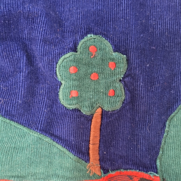 Vintage blue corduroy skirt with house and tree - Picture 4 of 10